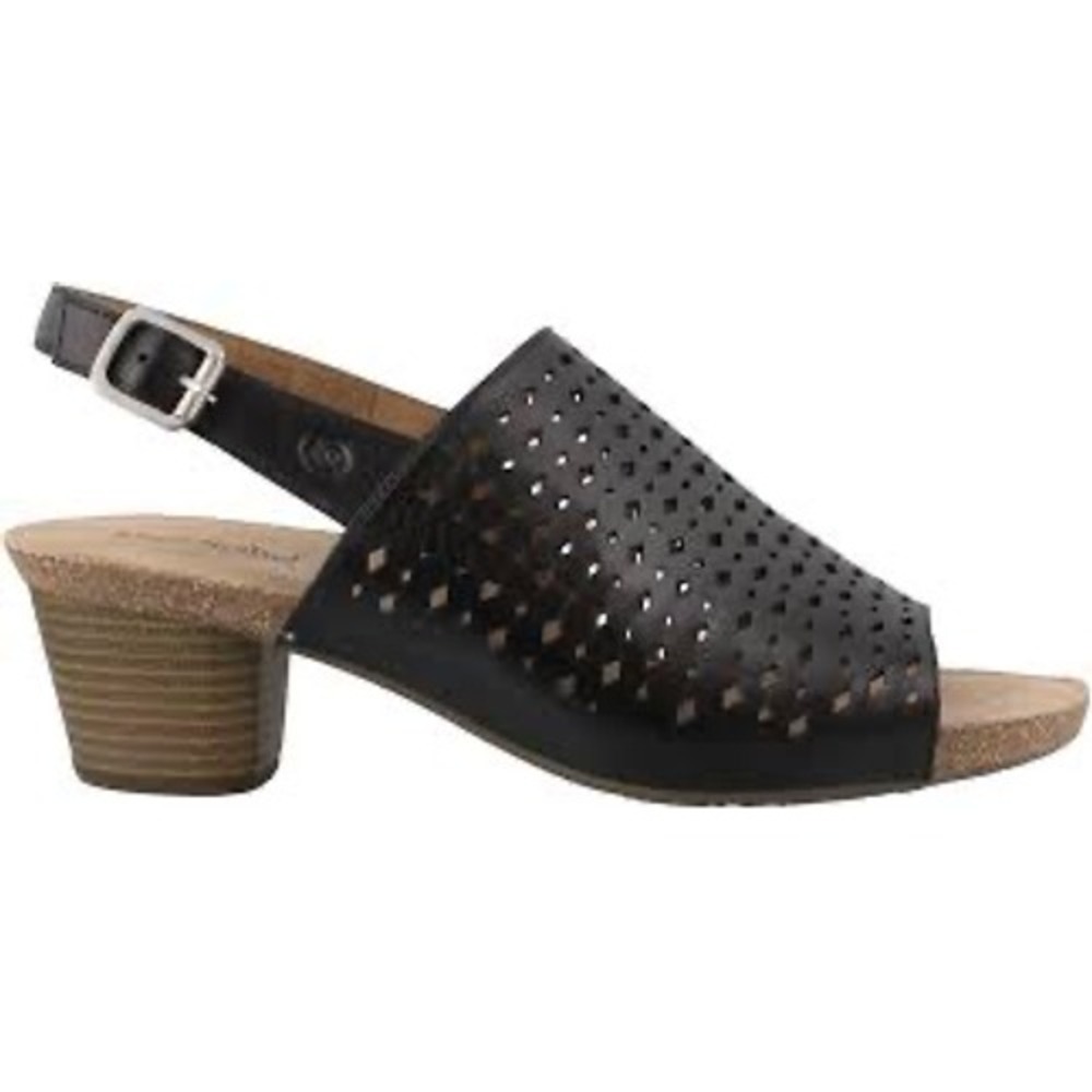Josef Seibel black laser cut leather sandals women's size 39 8.5 business casual